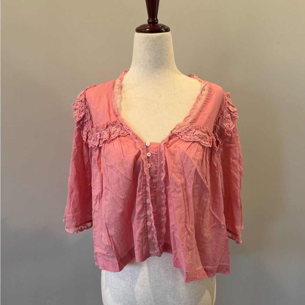 NWT Free People Lace Trim Women's Top - Size XS
